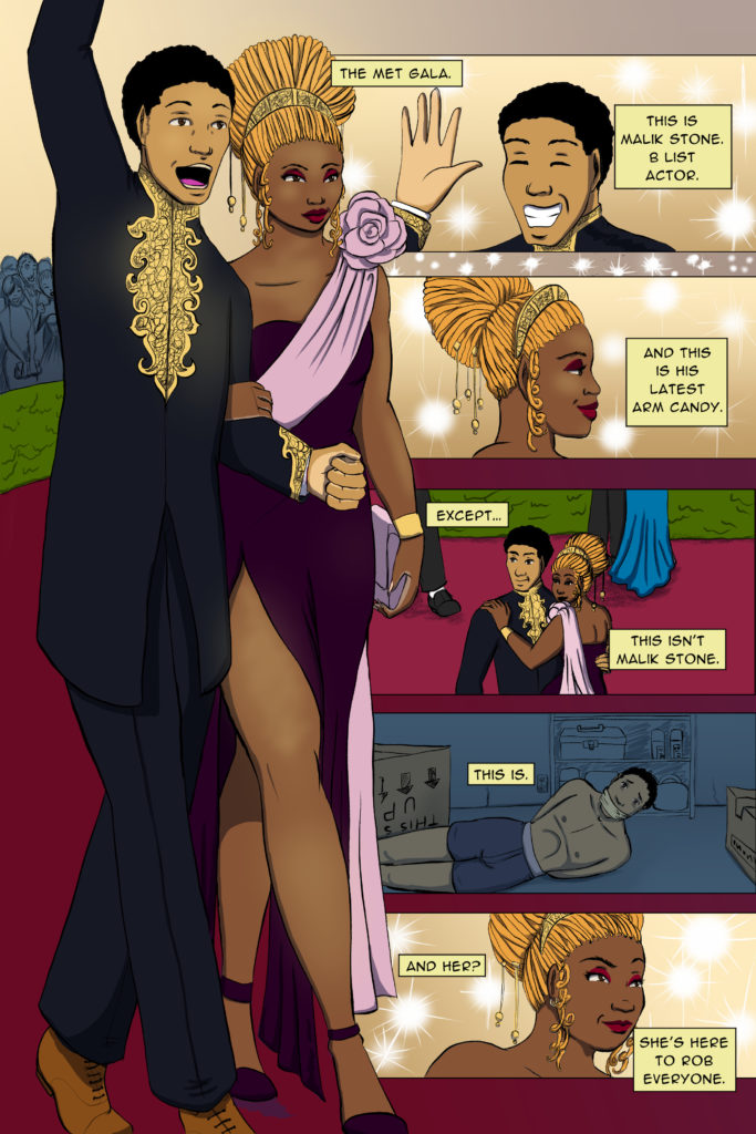 Man and Woman at the Met Gala. It turns out that her date is an imposter.