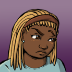 Headshot of Jessica St. John looking to the side, suspicious